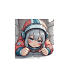 宇宙服を着たがっかりした表情の女性（個別スタンプ：22）