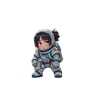 宇宙服を着たがっかりした表情の女性（個別スタンプ：23）
