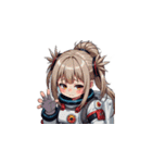 宇宙服を着たがっかりした表情の女性（個別スタンプ：24）