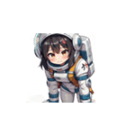 宇宙服を着たがっかりした表情の女性（個別スタンプ：25）