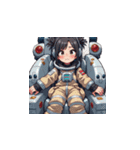 宇宙服を着たがっかりした表情の女性（個別スタンプ：29）