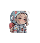 宇宙服を着たがっかりした表情の女性（個別スタンプ：32）