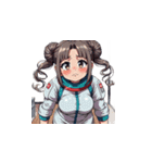 宇宙服を着たがっかりした表情の女性（個別スタンプ：34）