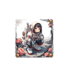 宇宙服を着たがっかりした表情の女性（個別スタンプ：35）