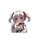 宇宙服を着たがっかりした表情の女性（個別スタンプ：36）