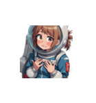 宇宙服を着たがっかりした表情の女性（個別スタンプ：40）