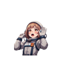 宇宙服を着た女性の驚きアクション（個別スタンプ：1）