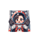 宇宙服を着た女性の驚きアクション（個別スタンプ：3）