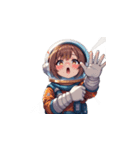 宇宙服を着た女性の驚きアクション（個別スタンプ：4）