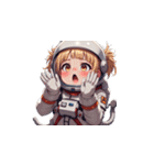 宇宙服を着た女性の驚きアクション（個別スタンプ：5）