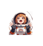 宇宙服を着た女性の驚きアクション（個別スタンプ：6）