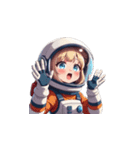 宇宙服を着た女性の驚きアクション（個別スタンプ：8）