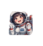 宇宙服を着た女性の驚きアクション（個別スタンプ：10）