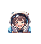 宇宙服を着た女性の驚きアクション（個別スタンプ：11）