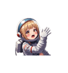 宇宙服を着た女性の驚きアクション（個別スタンプ：12）