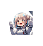 宇宙服を着た女性の驚きアクション（個別スタンプ：13）