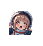 宇宙服を着た女性の驚きアクション（個別スタンプ：14）