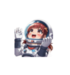 宇宙服を着た女性の驚きアクション（個別スタンプ：16）