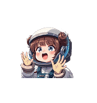 宇宙服を着た女性の驚きアクション（個別スタンプ：17）