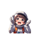 宇宙服を着た女性の驚きアクション（個別スタンプ：18）