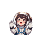 宇宙服を着た女性の驚きアクション（個別スタンプ：19）