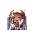 宇宙服を着た女性の驚きアクション（個別スタンプ：21）