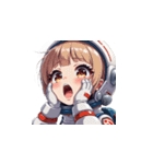 宇宙服を着た女性の驚きアクション（個別スタンプ：22）