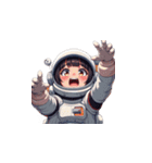 宇宙服を着た女性の驚きアクション（個別スタンプ：23）