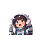 宇宙服を着た女性の驚きアクション（個別スタンプ：24）