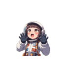 宇宙服を着た女性の驚きアクション（個別スタンプ：25）