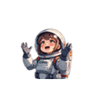 宇宙服を着た女性の驚きアクション（個別スタンプ：27）