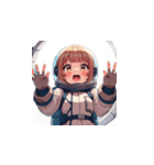宇宙服を着た女性の驚きアクション（個別スタンプ：28）