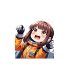 宇宙服を着た女性の驚きアクション（個別スタンプ：29）