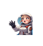 宇宙服を着た女性の驚きアクション（個別スタンプ：30）