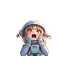 宇宙服を着た女性の驚きアクション（個別スタンプ：32）
