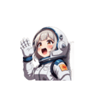 宇宙服を着た女性の驚きアクション（個別スタンプ：33）