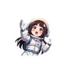 宇宙服を着た女性の驚きアクション（個別スタンプ：34）