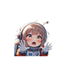 宇宙服を着た女性の驚きアクション（個別スタンプ：35）
