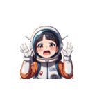 宇宙服を着た女性の驚きアクション（個別スタンプ：37）