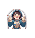 宇宙服を着た女性の驚きアクション（個別スタンプ：39）