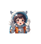 宇宙服を着た女性の驚きアクション（個別スタンプ：40）