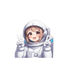 宇宙服を着た女性のピースサイン（個別スタンプ：3）
