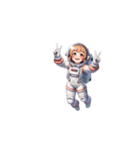 宇宙服を着た女性のピースサイン（個別スタンプ：4）