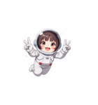 宇宙服を着た女性のピースサイン（個別スタンプ：5）