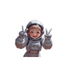 宇宙服を着た女性のピースサイン（個別スタンプ：7）