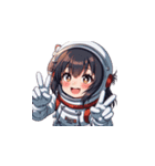 宇宙服を着た女性のピースサイン（個別スタンプ：8）