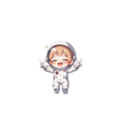 宇宙服を着た女性のピースサイン（個別スタンプ：11）