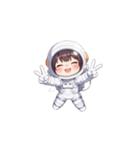 宇宙服を着た女性のピースサイン（個別スタンプ：12）