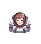 宇宙服を着た女性のピースサイン（個別スタンプ：15）