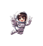 宇宙服を着た女性のピースサイン（個別スタンプ：16）